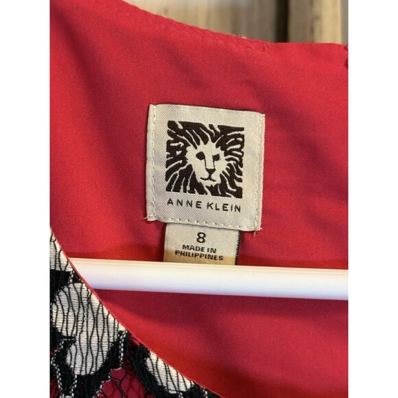 Anne Klein Women’s Dress Size 8 Pink Black White Floral Lace NWT Fit & Flare - Picture 2 of 7